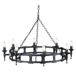 Elstead Lüster CAMELOT 7 Schwarz Ø90cm Design Lampe* Hängelampen|Esszimmer Lampen