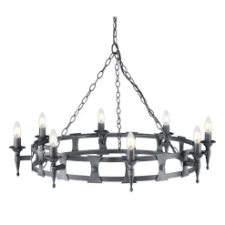 Elstead Lüster CAMELOT 7 Silber Antik Ø90cm kürzbar Lampe* Hängelampen|Esszimmer Lampen