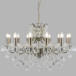 Sale Searchlight Lüster Kristall Ø 88 cm groß Messing Antik 12x E14