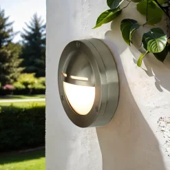 Outlet Lido Maritime Außenleuchte Messing in Nickel Ø14cm AGIA