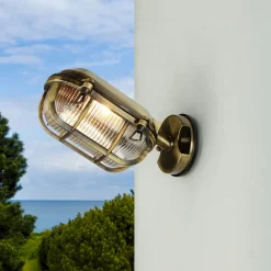 Best Lido Maritime Außenleuchte Messing geriffeltes Glas IP64 E27