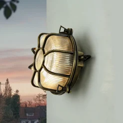 Best Lido Maritime Wandlampe Außen SIFNOS Echt Messing Antik