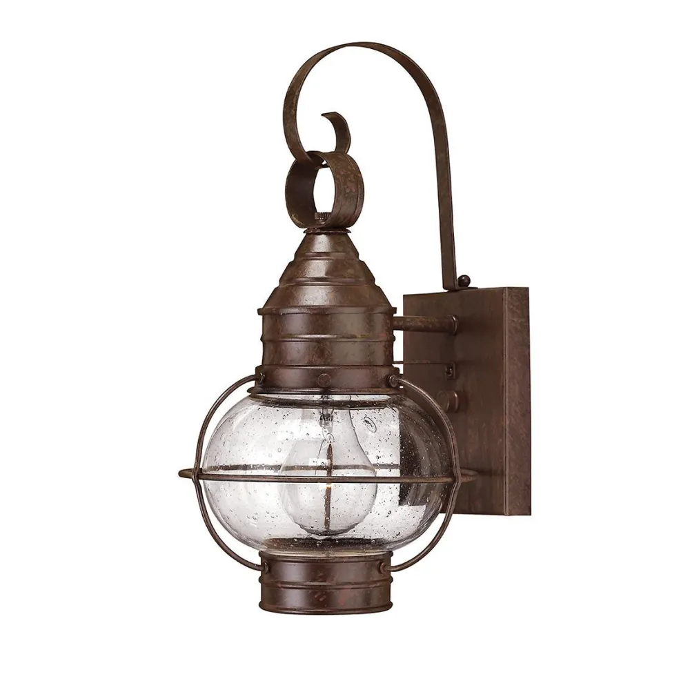 Outlet Elstead Maritime Wandlaterne Messing Regenglas rostfrei