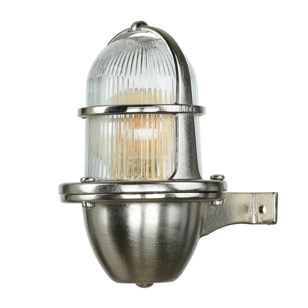 Lido Massive Wandleuchte Außen in Nickel Messing Glas* Außenwandleuchten|Rustikale Lampen