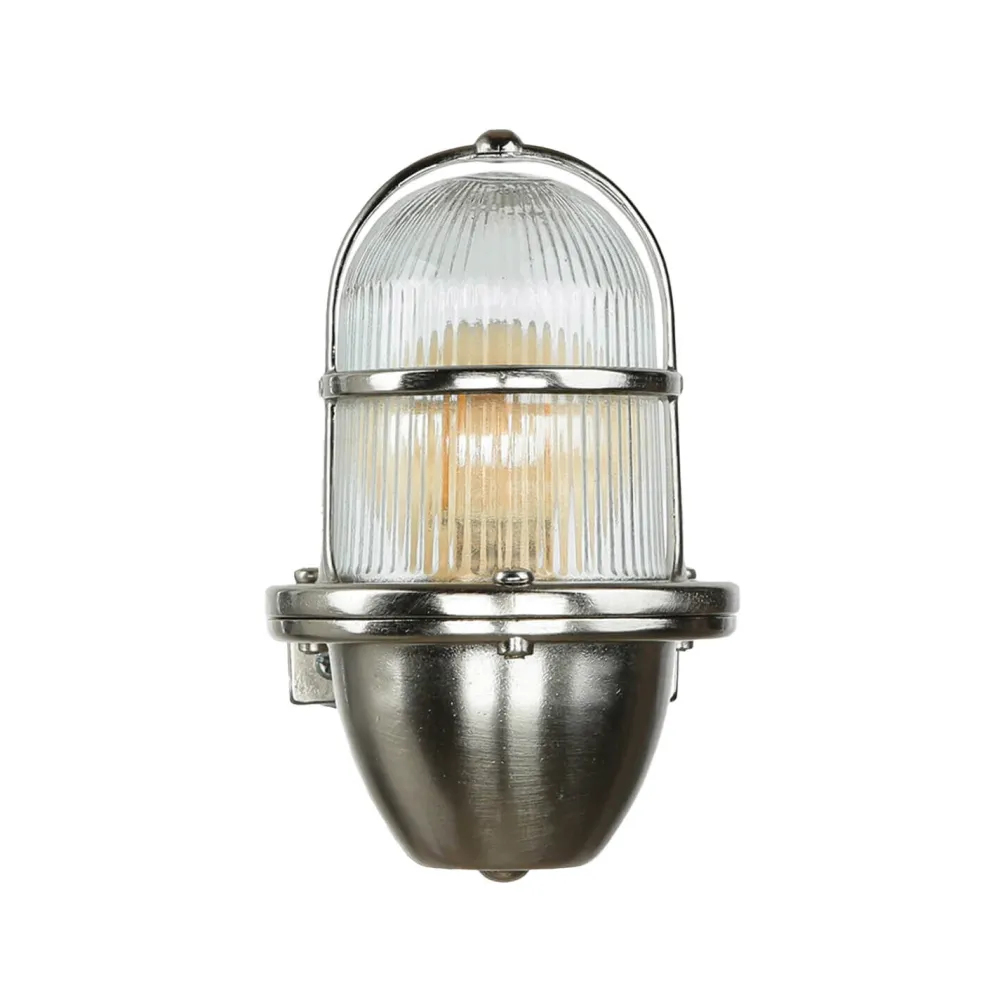 Lido Massive Wandleuchte Außen in Nickel Messing Glas* Außenwandleuchten|Rustikale Lampen