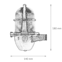 Lido Massive Wandleuchte Außen in Nickel Messing Glas* Außenwandleuchten|Rustikale Lampen