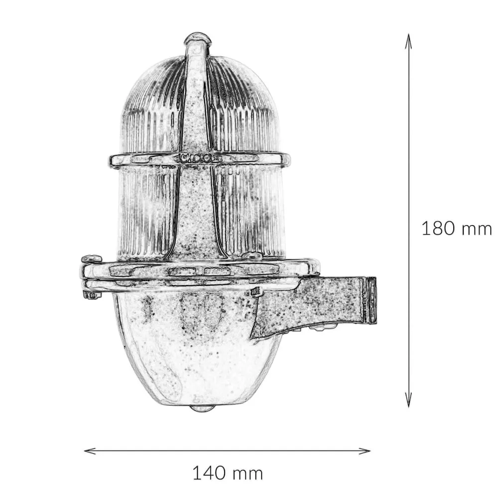 Lido Massive Wandleuchte Außen in Nickel Messing Glas* Außenwandleuchten|Rustikale Lampen