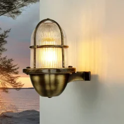 Lido Messing Außenleuchte Antik Gitter Schirm SANTORIN* Rustikale Lampen|Metall Lampen