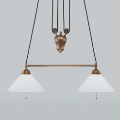 Berliner Messingleuchten Messing Hängeleuchte mit Zugpendel ED* Wohnzimmerlampen|Metall Lampen