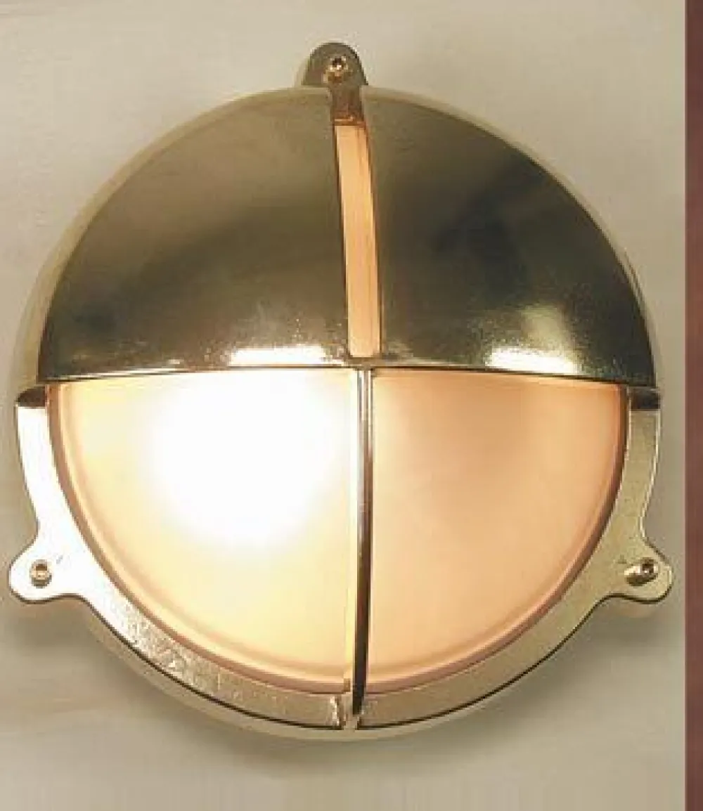 Laura Suardi Messing LED Wandlampe rund IP54 Maritim Außen* Außenleuchten Antik|Außenwandleuchten