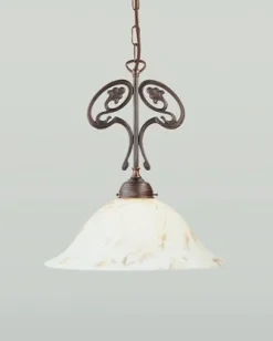 Berliner Messingleuchten Messing Pendelleuchte Antik Glas in Marmor E27 Ø35 cm* Hängelampen|Bürolampen