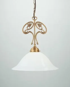 Online Berliner Messingleuchten Messing Pendelleuchte Glas wohnlich E27 Ø35 cm blendarm