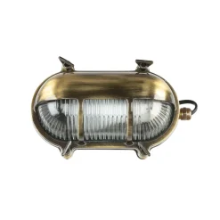 Lido Messing Schiffsleuchte oval IP64 Maritim Riffelglas* Rustikale Lampen|Metall Lampen
