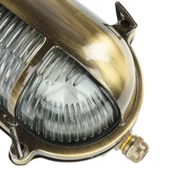 Lido Messing Schiffsleuchte oval IP64 Maritim Riffelglas* Rustikale Lampen|Metall Lampen
