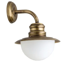 Online Lido Messing Wandlampe Glas Schirm Außenwand PELLA