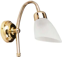 Outlet Lido Messing Wandlampe Glas Schirm Badezimmer Flur E14