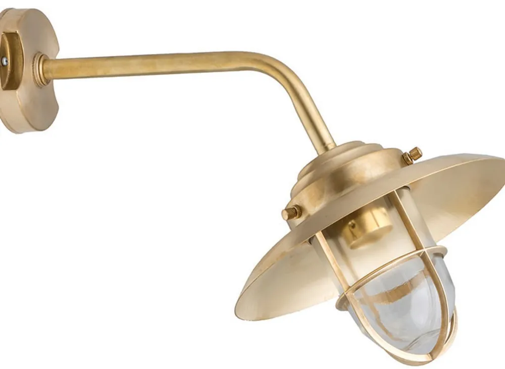 Discount Lido Messing Wandlampe IP43 Maritim Außen wetterfest