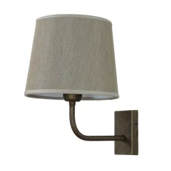 Giovanni Battista Messing Wandleuchte E27 Beige Stoff Schirm* Wohnzimmerlampen|Metall Lampen