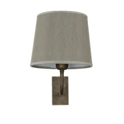Giovanni Battista Messing Wandleuchte E27 Beige Stoff Schirm* Wohnzimmerlampen|Metall Lampen