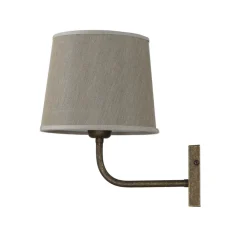 Giovanni Battista Messing Wandleuchte E27 Beige Stoff Schirm* Wohnzimmerlampen|Metall Lampen