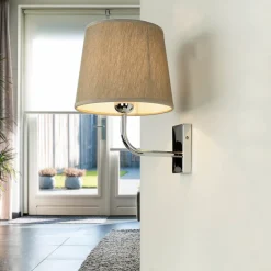 Giovanni Battista Messing Wandleuchte E27 Beige Silber elegant