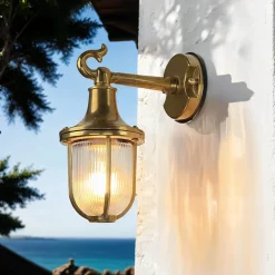 Online Lido Messing Wandleuchte IP64 Maritim Terrasse THISSEAS