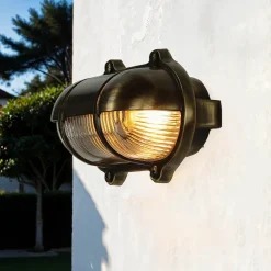 Lido Messing Wandleuchte oval IP64 Maritim außen* Rustikale Lampen|Metall Lampen