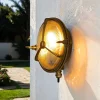 Online Lido Messing Wandleuchte rund IP64 Riffelglas Bullauge