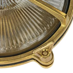 Online Lido Messing Wandleuchte rund IP64 Riffelglas Bullauge