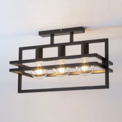 Sigma Metall Deckenleuchte Schwarz 3-flammig E27 52 cm lang* Deckenleuchten|Moderne Lampen