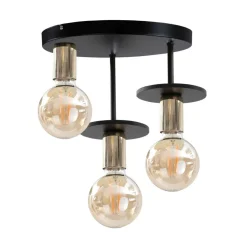 Online Keter Metall Deckenleuchte Schwarz Gold Holz Ø30cm Retro