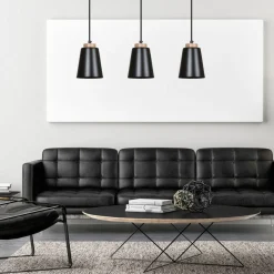 Online Emibig Metall Hängelampe Schwarz Metall Holz Esstisch