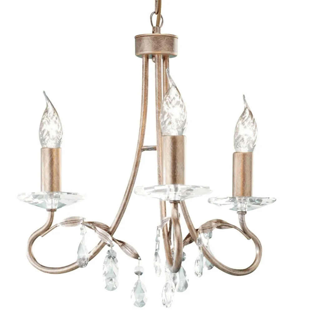 Hot Elstead Metall Kronleuchter in Silber Gold Ø36cm mit Kristall