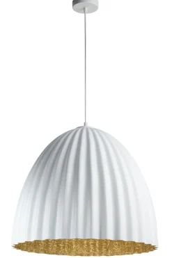 Sale Sigma Metall Pendelleuchte Gold Weiß Loft E27 geriffelt