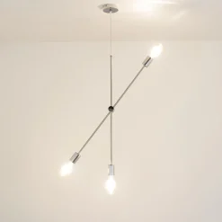 WOFI Metall Pendelleuchte in Nickel Retro verstellbar* Deckenleuchten|Retro Lampen