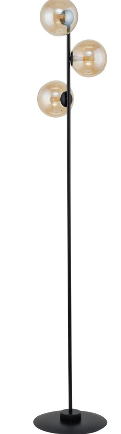 New Sigma Metall Stehlampe Schwarz Bernstein Glas G9 161 cm groß