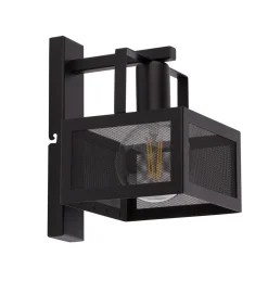 Best Sigma Metall Wandlampe Industrie Stil Schwarz E27 H:25 cm