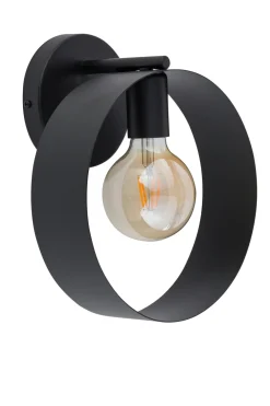 Sigma Metall Wandlampe Schwarz Ring Design E27 H:29 cm