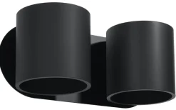 Sollux Metall Wandleuchte Schwarz B:26cm H:12cm Modern 2x G9* Wandleuchten|Flurlampen