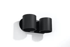 Sollux Metall Wandleuchte Schwarz B:26cm H:12cm Modern 2x G9* Wandleuchten|Flurlampen