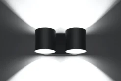 Sollux Metall Wandleuchte Schwarz B:26cm H:12cm Modern 2x G9* Wandleuchten|Flurlampen