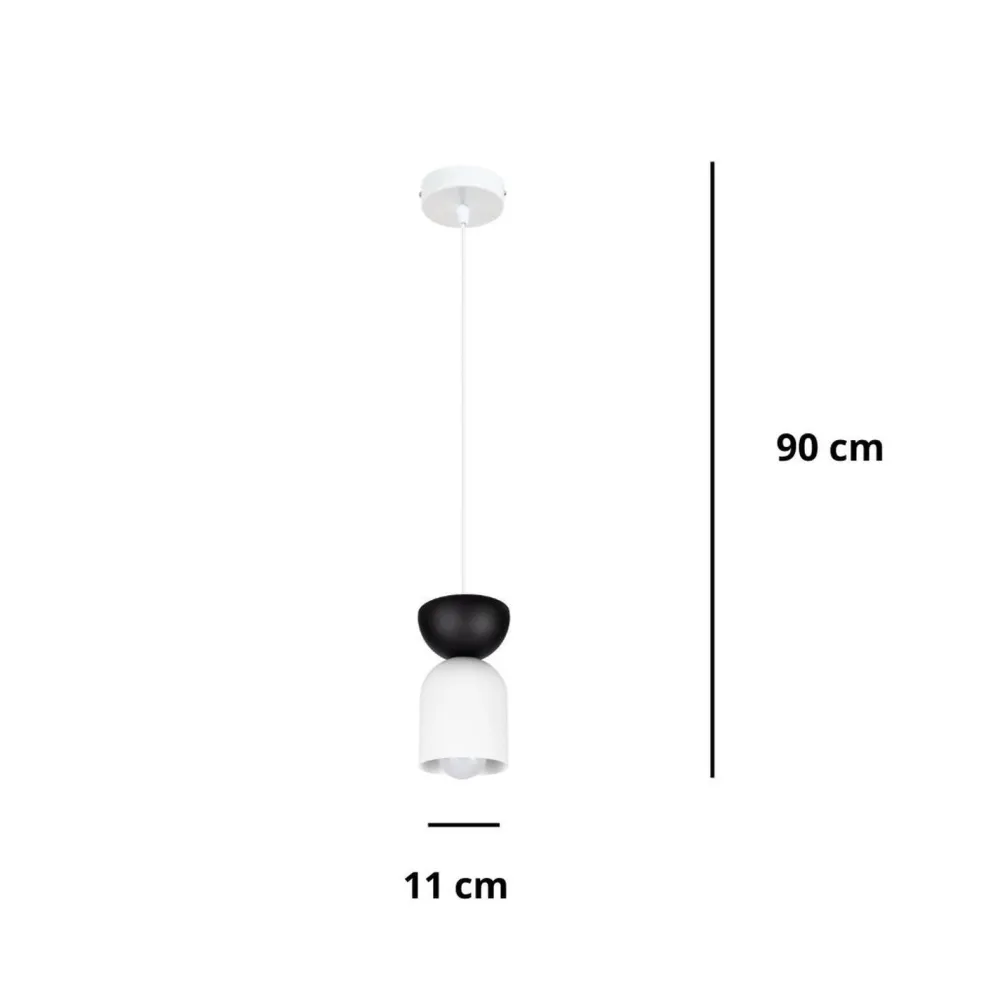 Discount Belis Minimalistische Hängelampe Weiß Schwarz E27 Ø11 cm rund