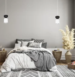 Discount Belis Minimalistische Hängelampe Weiß Schwarz E27 Ø11 cm rund