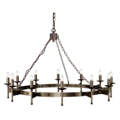 New Elstead Mittelalterlicher Kronleuchter Schmiedeeisen groß Ø1,3m