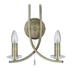 Searchlight Moderne 2 flammige Wandleuchte antik messing* Wandleuchten|Esszimmer Lampen
