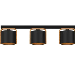 Best Luminex Moderne Deckenlampe Stoff Holz Metall E27 L:90 cm