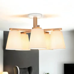 Lamkur Moderne Deckenleuchte Holz 5xE27 Skandinavisch* Deckenleuchten|Flurlampen