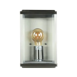 Searchlight Moderne eckige Außenwandleuchte E27 Silber satiniert* Außenwandleuchten|Metall Lampen