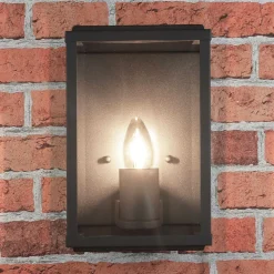 Searchlight Moderne eckige Außenwandleuchte Schwarz* Außenwandleuchten|Rustikale Lampen