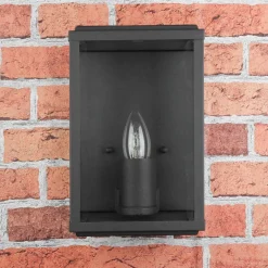 Searchlight Moderne eckige Außenwandleuchte Schwarz* Außenwandleuchten|Rustikale Lampen